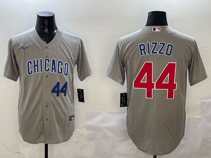 Men Chicago Cubs #44 Rizzo Grey Game 2025 Nike MLB Jersey style 2